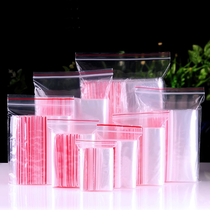 100pcs / Pak Kantong Plastik Ziplock Mini Transparan Resealable Untuk Perhiasan / Makanan Segar