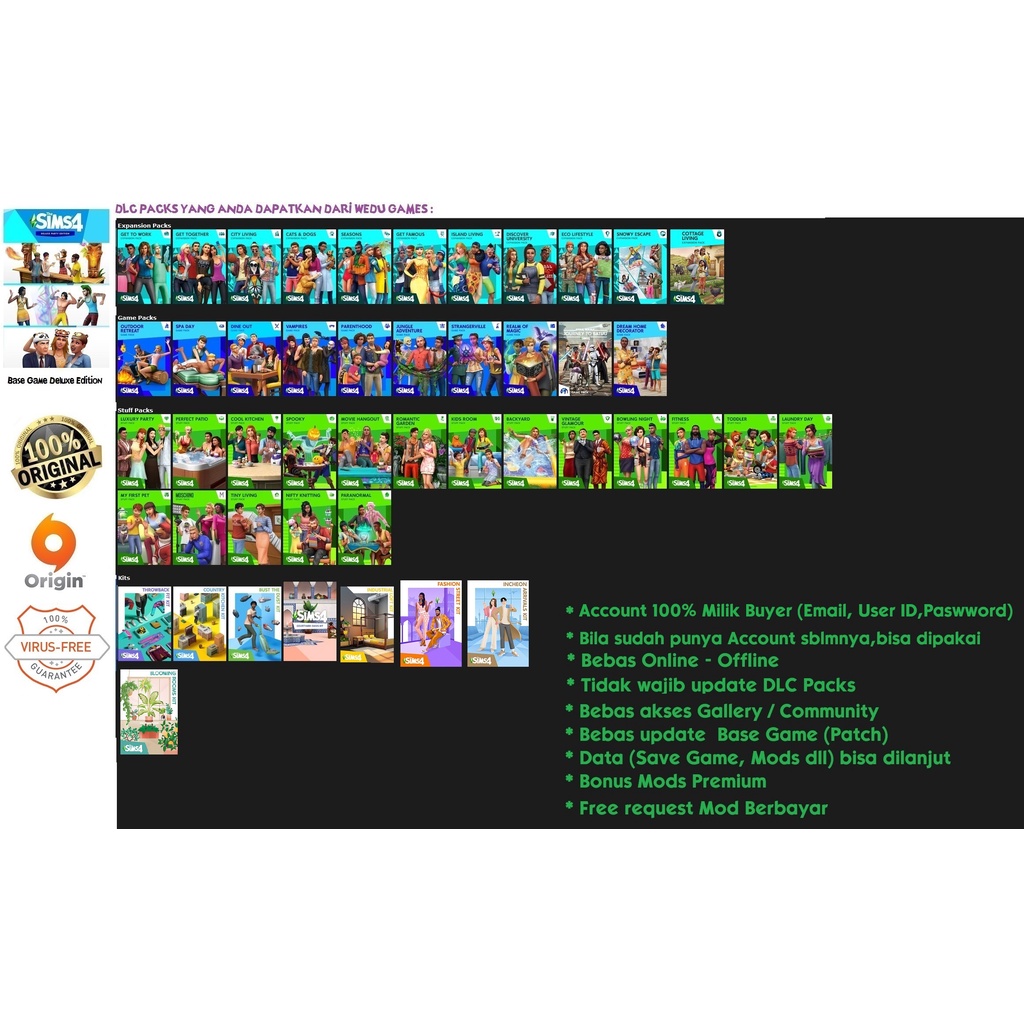 Jual {MAC} The Sims 4 + All DLC ( EP + GP + SP ) | Shopee Indonesia