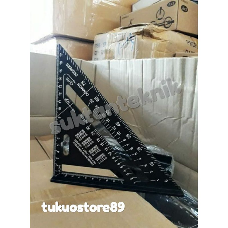 

speed square 7" black penggaris siku tukang segitiga multi fungsi - Hitam