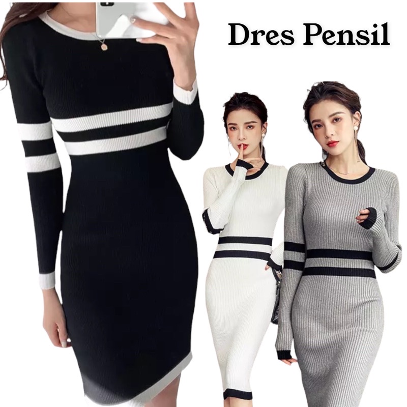 DRESS WANITA LENGAN PANJANG KERAH BULAT