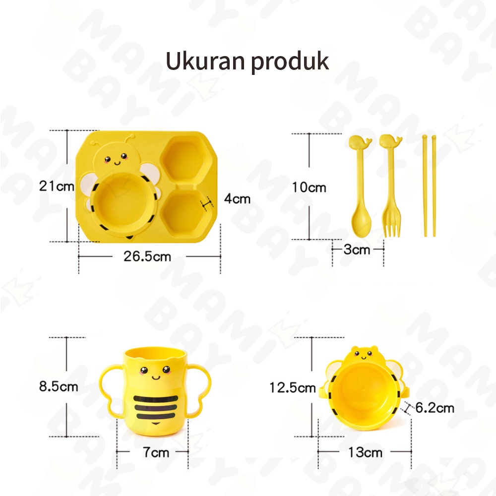 Mamibayi Piring Makan Anak Lebah Lucu / Peralatan Makan Anak Karakter Set Bpa Free