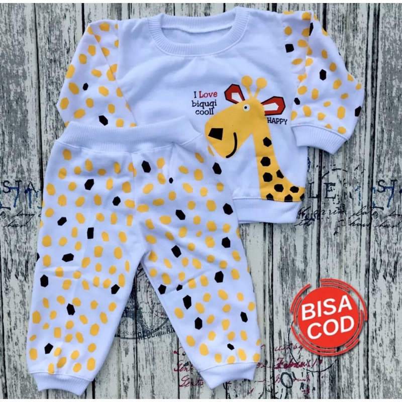 PROMO 7.7 Setelan joger bayi motif jerapah joger bayi sweater usia 3-12 bulan DNW BABY