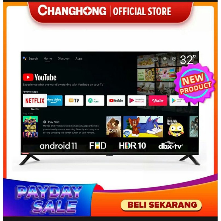 televisi Changhong / Chiq 32 inch android 11