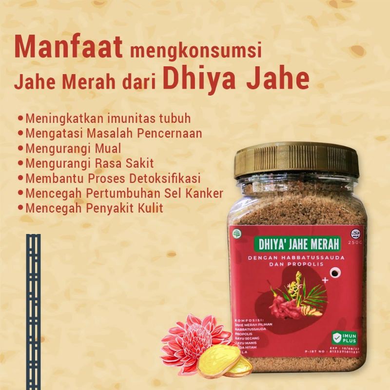 

Dhiya Jahe Merah Instan (Habbatussauda dan Propolis)