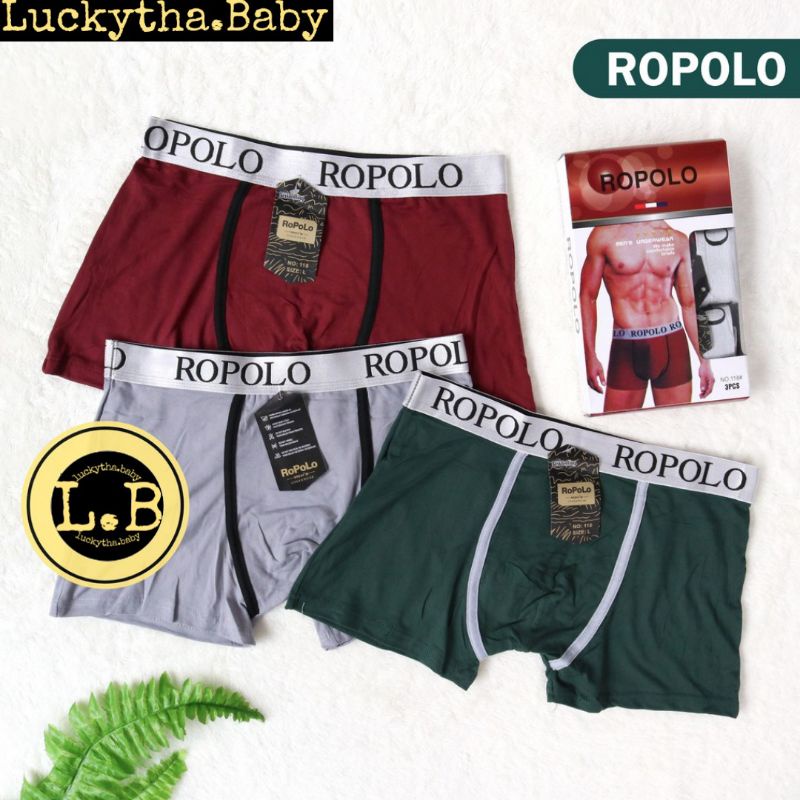 ropolo_3pc boxer pria ropolo katun lembut &amp; super elastis / CD boxer pria/ celana dalam pria ropolo