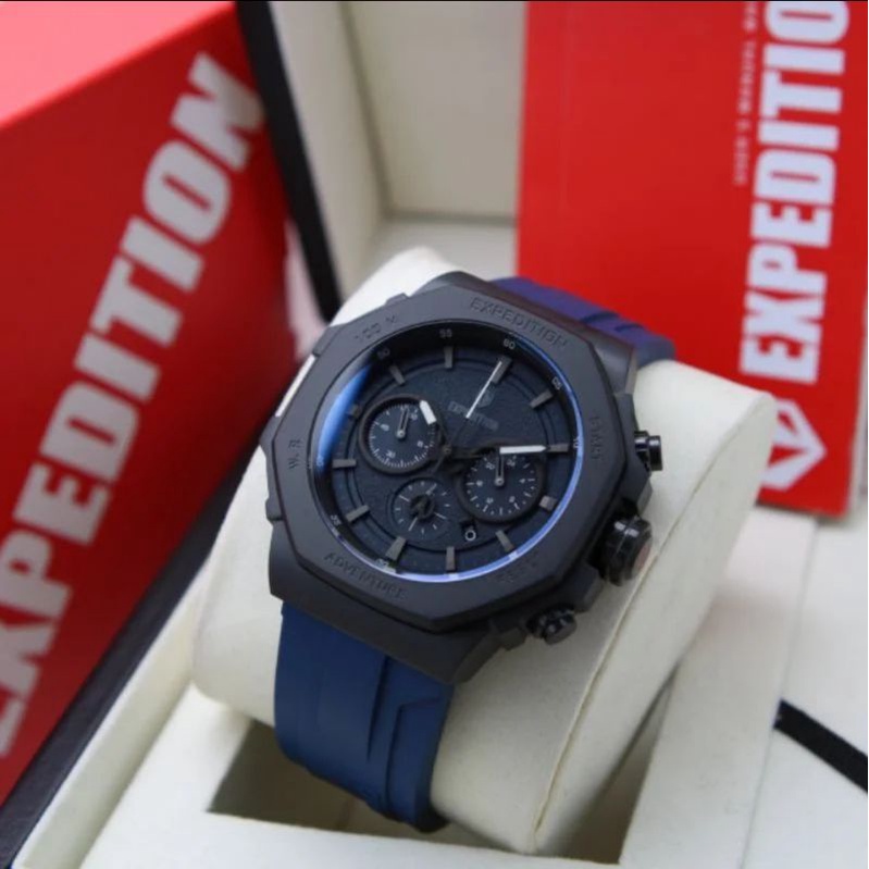 Jam Tangan Expedition E 6816 Pria / E6816 M Black Blue Original