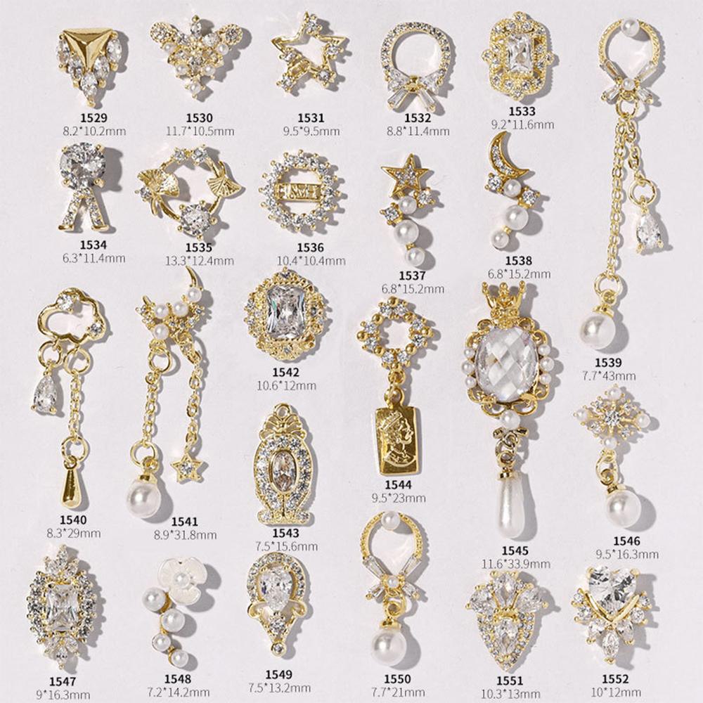 Mxbeauty Kuku Berlian Imitasi 3D Bunga Charms Diamonds Busur Logam Zirkon Kristal Liontin Rantai