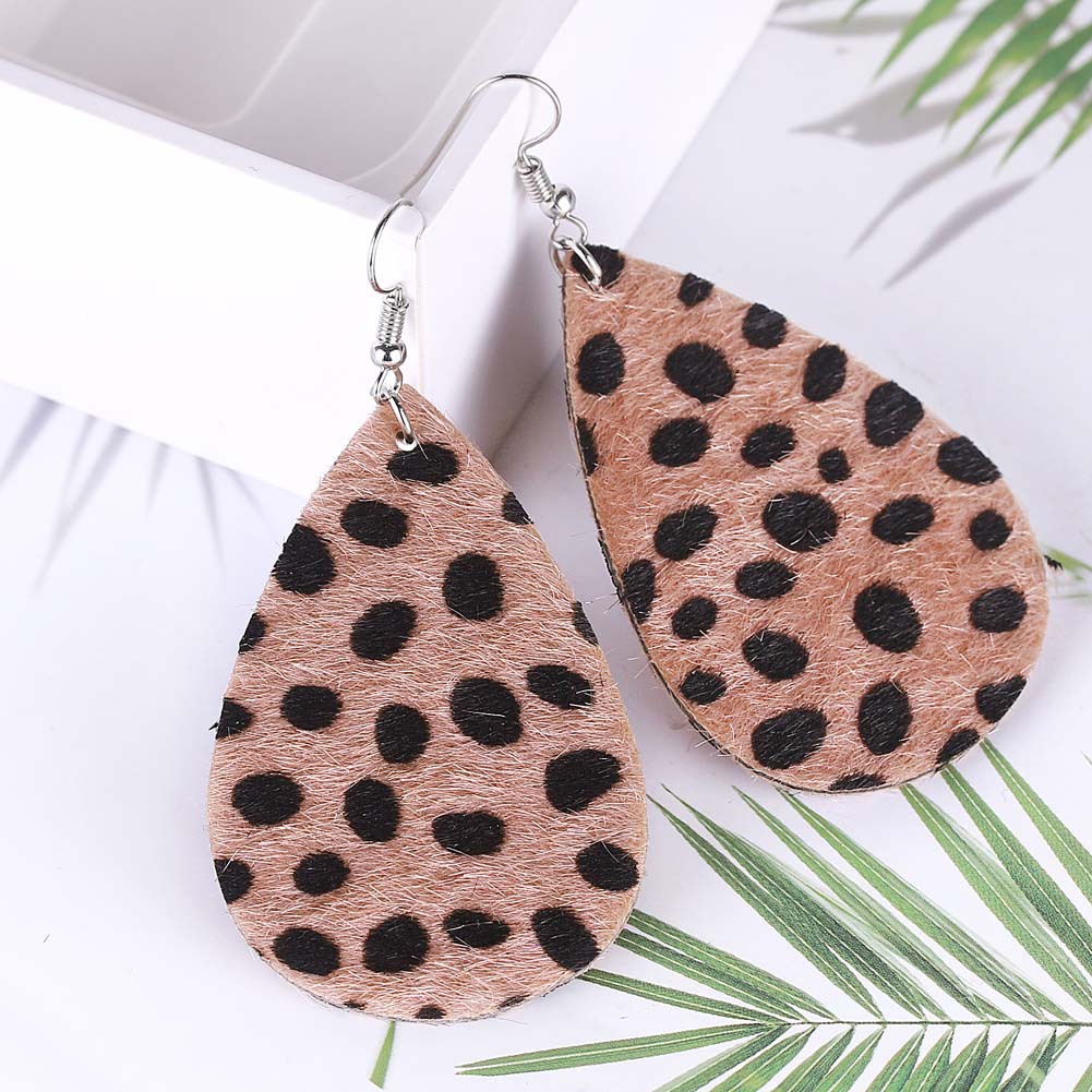 Hu Hu Hu Hu Hu Alat Bantu Pasang Kacamata♡ Anting Kait Gantung Wanita Bahan Kulit Imitasi Desain Print Leopardpolkadot Hollow Untuk Hadiah