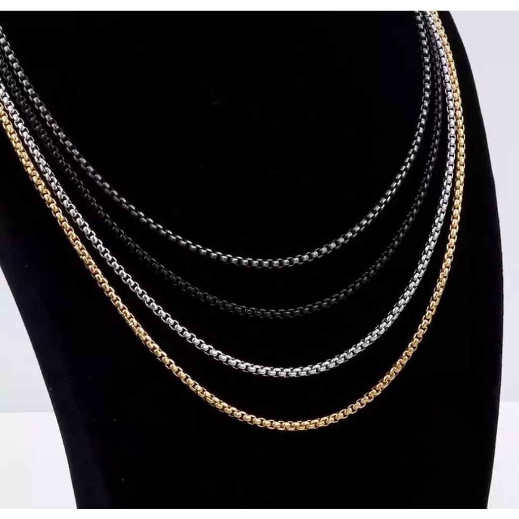 KALUNG TITANIUM ROLLO EMAS/HITAM/SILVER PRIA DAN WANITA MODEL ROLLO TERLARIS TERMURAH
