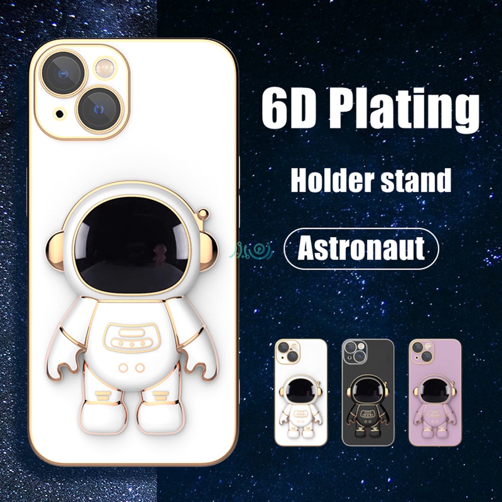 Soft Case Pelindung Lensa Desain Astronot 3D Untuk iPhone 13 12 11 Pro Max XS Max XR X 6 6s + 7 + 8 Plus SE 2020