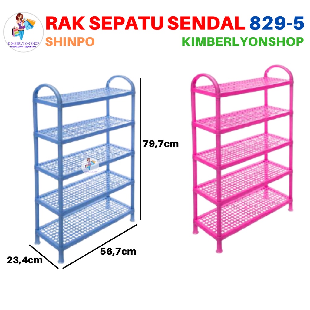 Rak Tempat Sepatu Sendal Plastik Shinpo Serbaguna Elite Susun 5 Datar 829 5