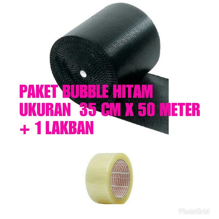 

PAKET BUBBLEWRAP BUBBLE WRAPING HITAM UKURAN 35 CM X 50 METER + LAKBAN