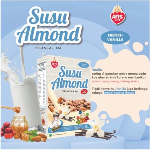 AFIS Susu Almond Asi Booster Dan SBK Kacang Hijau PLus Daun Katuk Pelancar Asi Afis Life Booster ASI 200 gram Afislife kacang almon daun katuk Afislifeindonesia Almond Milk