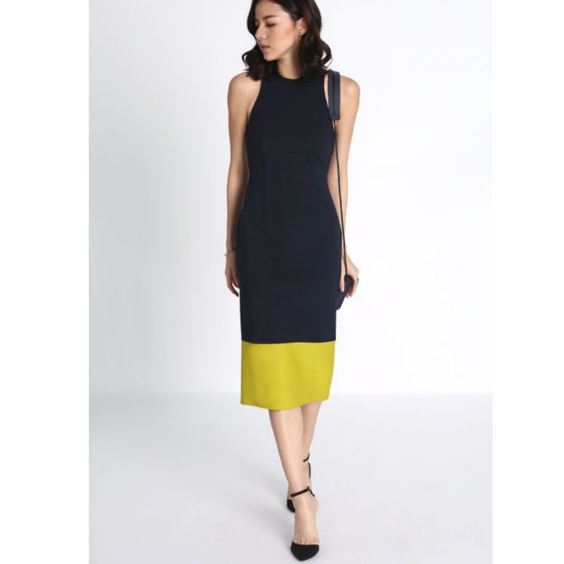 Love Bonito - Madena Contrast Midi dress (Navy Blue)
