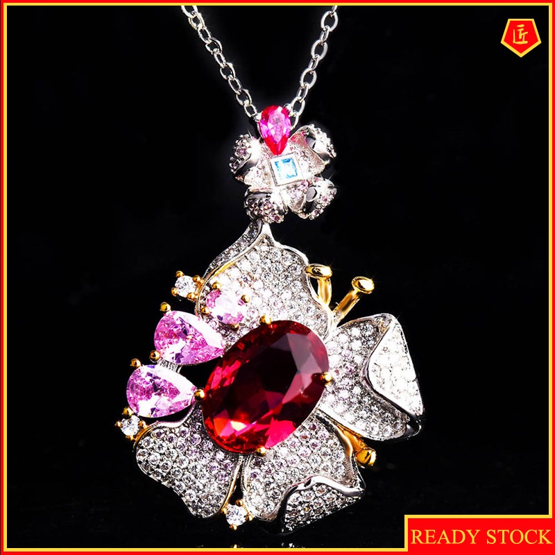 [Ready Stock]Luxury Pigeons-Blood Ruby Pendant Elegant Fashion