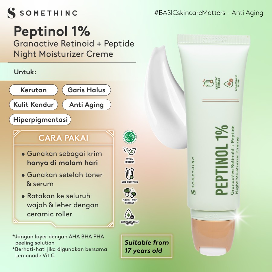 SOMETHINC PEPTINOL Granactive Retinoid + Peptide Night Moisturizer Creme Cream Krim Malam Retinol Pelembab Serum Grandactive HPR