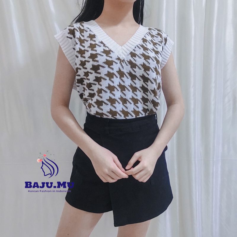 ROMPI WANITA RAJUT KOREA- Jennie Vest V-Neck Oversize