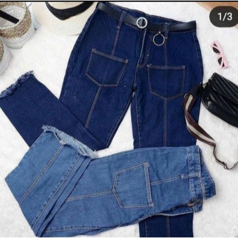 boxy pant/ celana jeans / denim/ ootd hijab