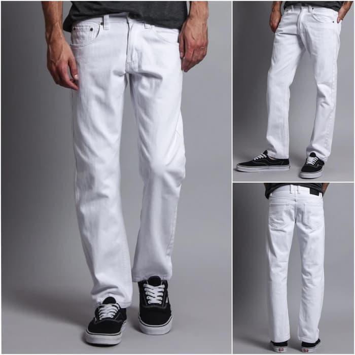 Celana Jeans Pria LEVIS Standar Putih Keren Terbaru Distro Denim