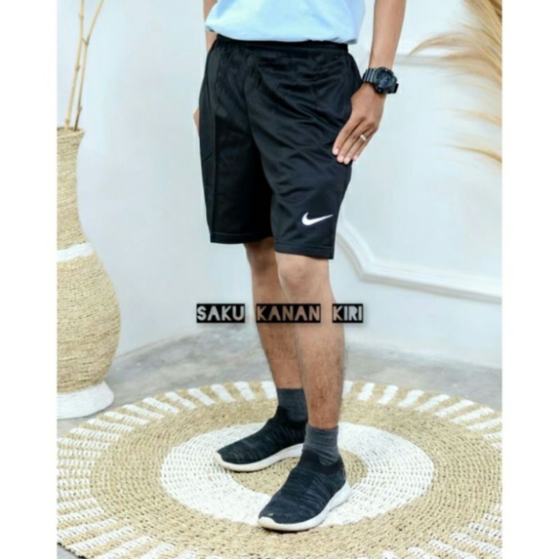 Celana Olahraga Pendek Pria HITAM Import Original Jogging Running Santai Voli Casual Cowok Cewek