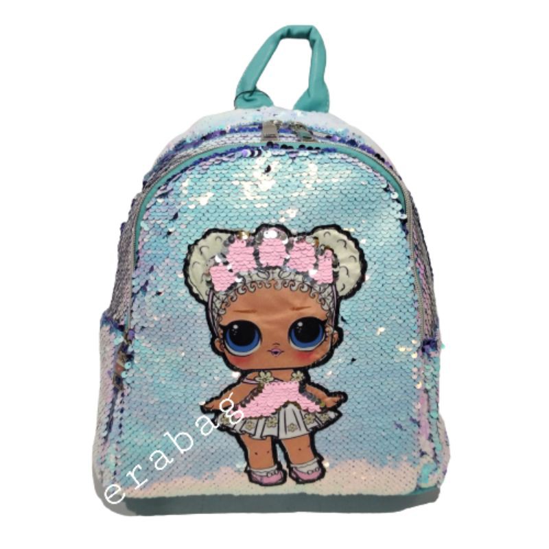 Tas sekolah anak cewe LOL Lampu LED Usap Sequin 9113B