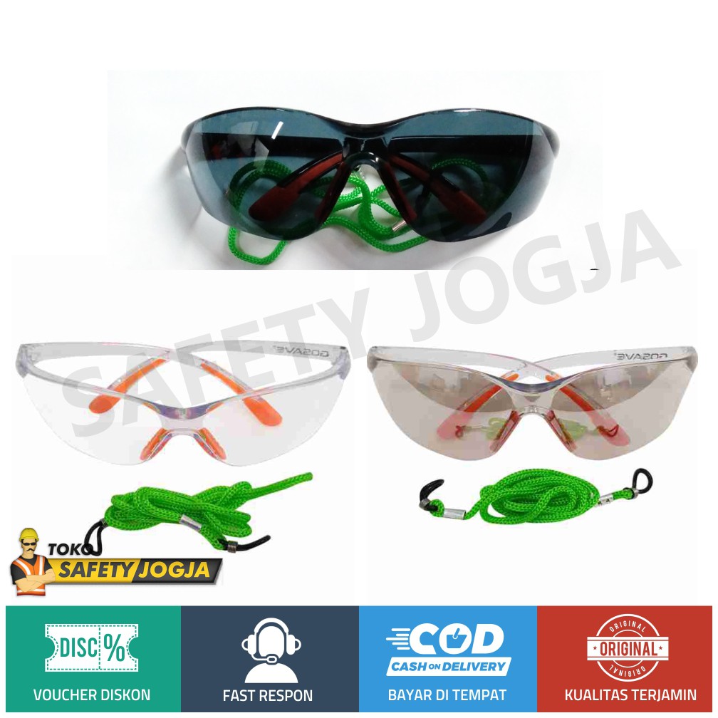 Kacamata Pria Safety Gerinda / Kacamata Pengendara Motor / Fashion Glasses Bening dan Hitam Gosave