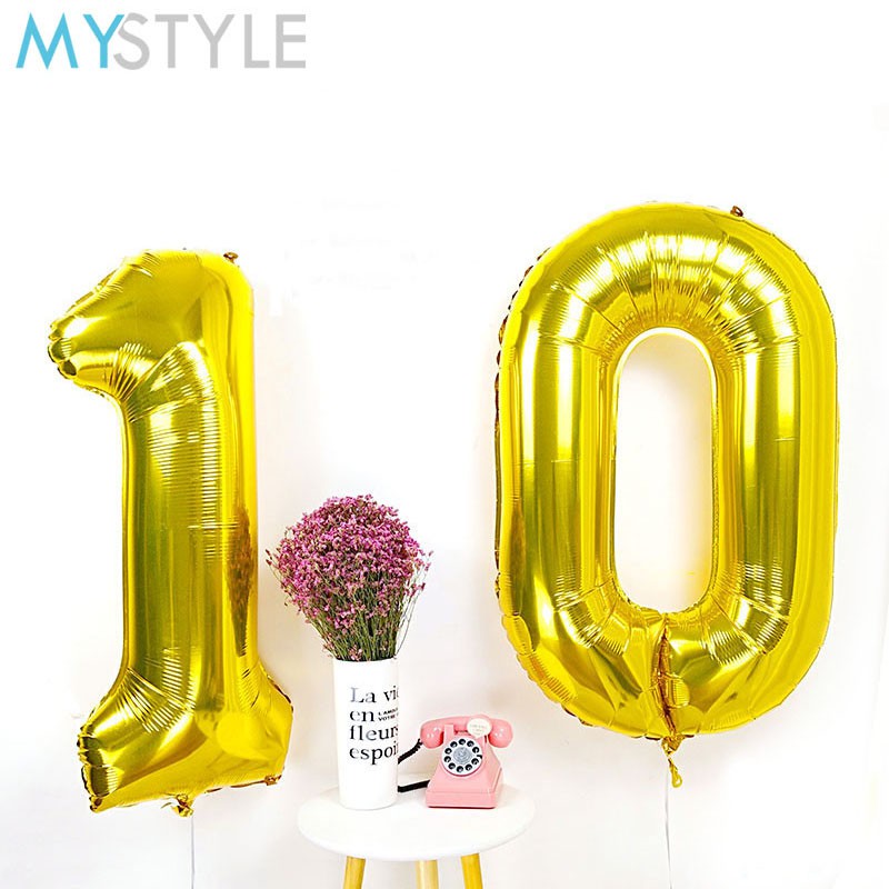 MYSTYLE BALON FOIL ANGKA JUMBO 100 CM FOIL HURUF BALON MURAH BESAR ULANG TAHUN