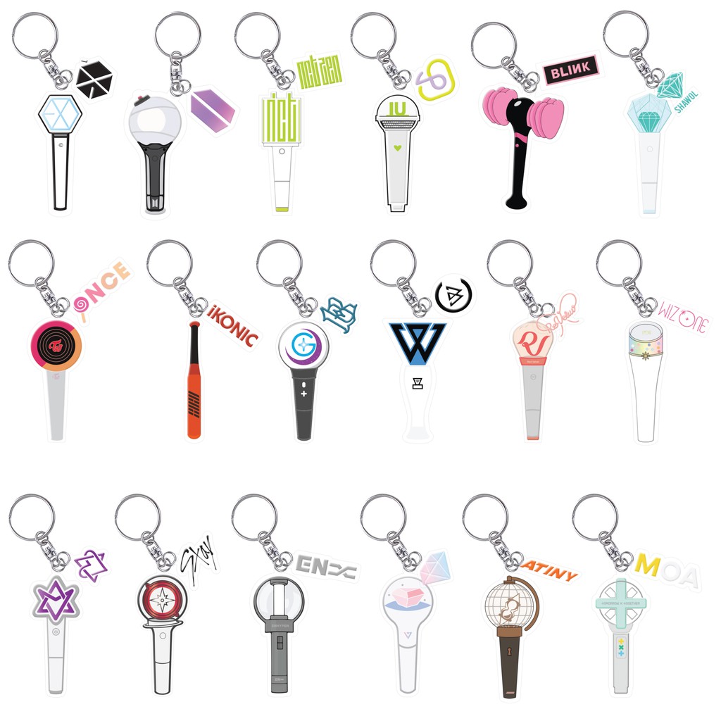 Gantungan Kunci Kpop Lightstick + Logo l Kpop Keychain Akrilik Murah EXO NCT DREAM 127 BP TWICE RV TXT SEVENTEEN SKZ ITZY