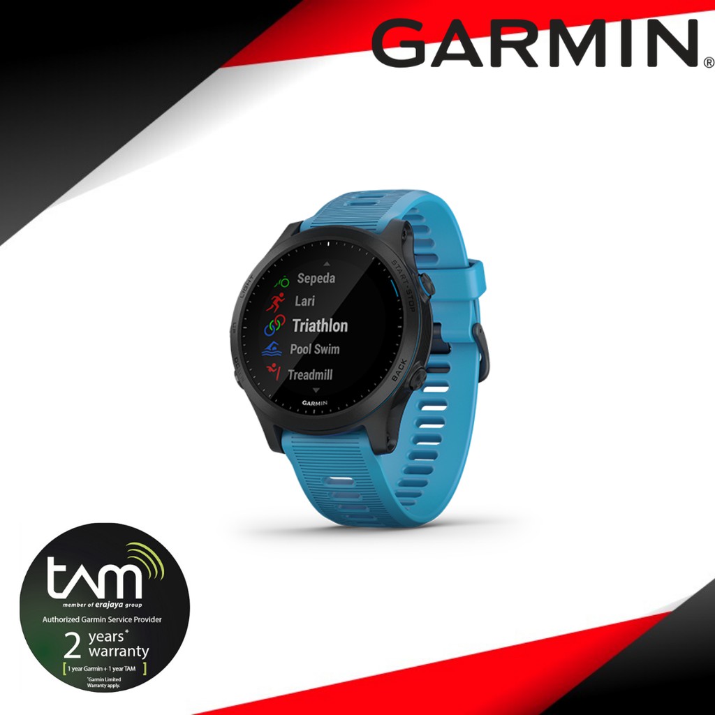 Garmin Forerunner 945 Music with strap Blue - 2 Tahun TAM