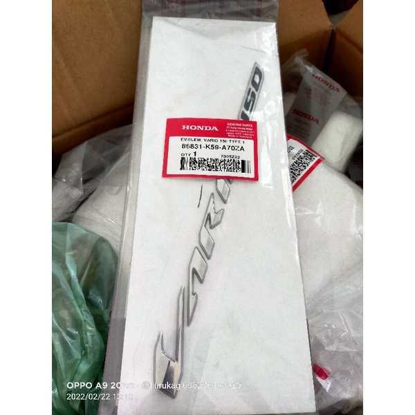86831-K59-A70ZA HGP AHM 100% ORIGINAL EMBLEM VARIO 150 OLD ORIGINAL 86831K59A70ZA