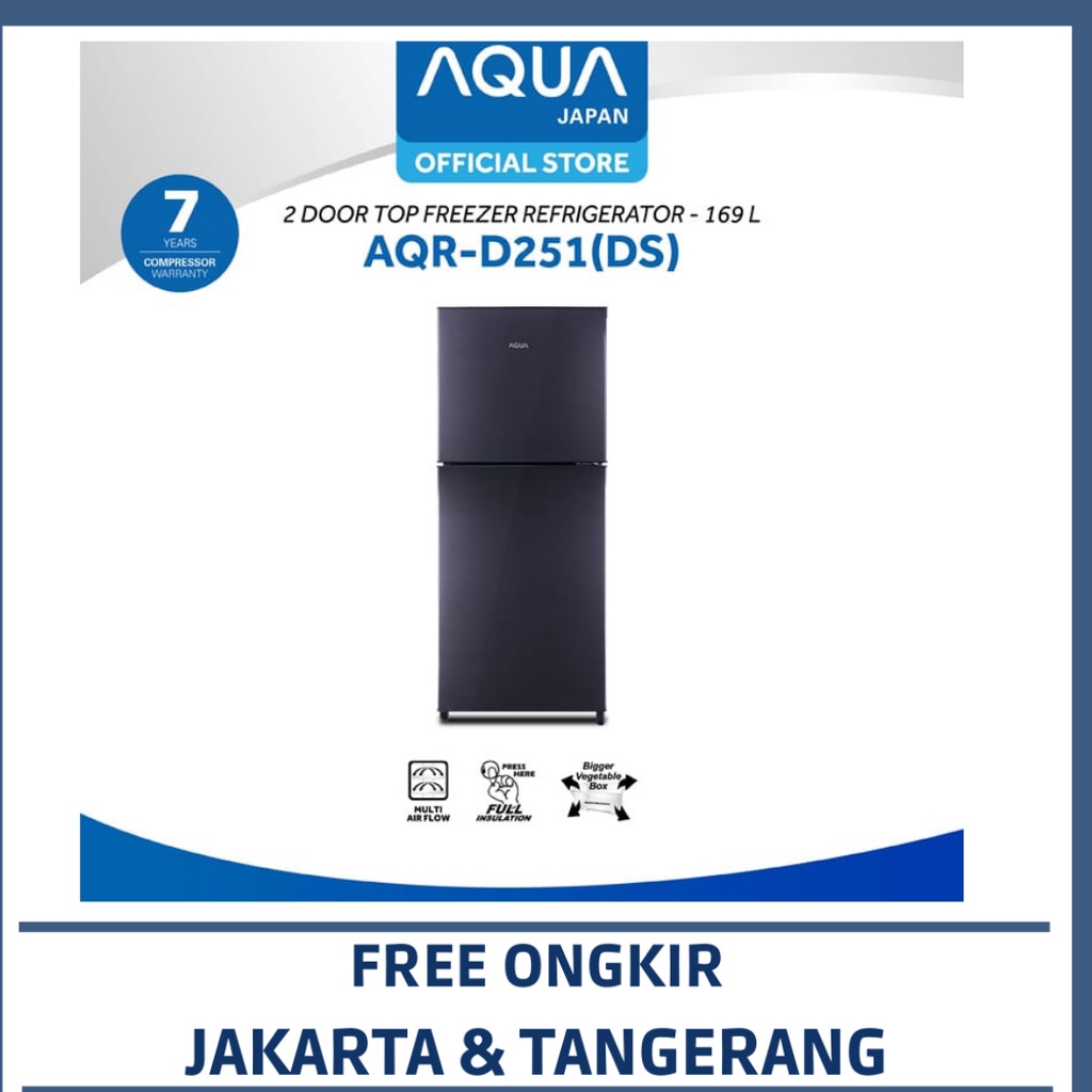 AQUA AQR-D251(DS) KULKAS 2 PINTU AQUA 169 LITER