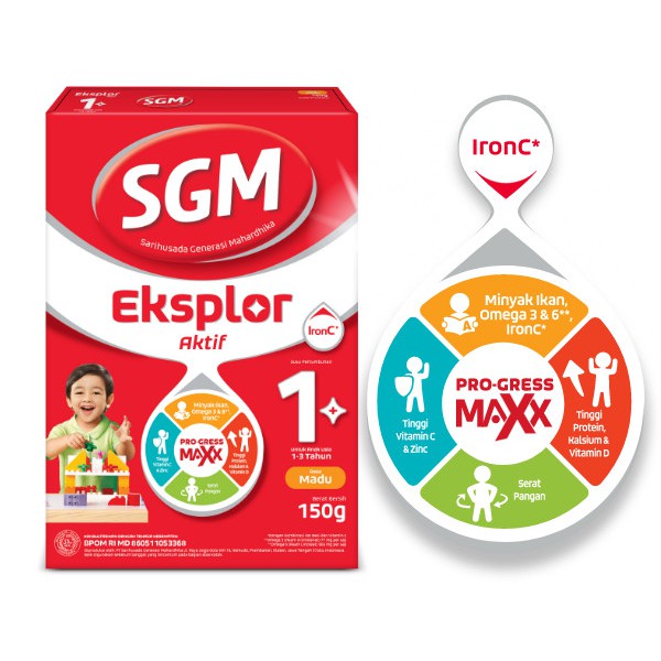 SGM Eksplor 1+ Pro-GressMaxx Madu Formula Pertumbuhan 150 gr