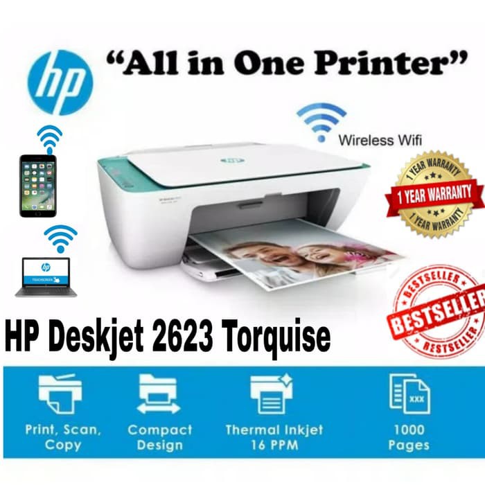 PRINTER WIRELESS HP 2623 ALL IN ONE PRINT-SCAN-COPY-WIFI GARANSI RESMI