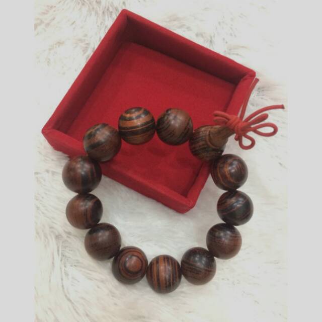 Gelang gaharu zebra merah free box