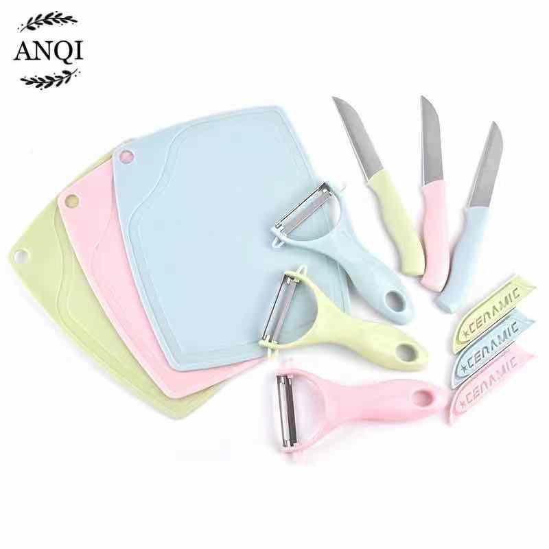 ANQI 1888 Pisau Set Keramik 3 in 1 Talenan Set Knife Set Peeler Buah / RH-2252