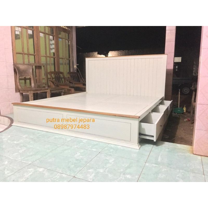 dipan minimalis laci 3 matrial kayu jati/mahoni cat duco custom