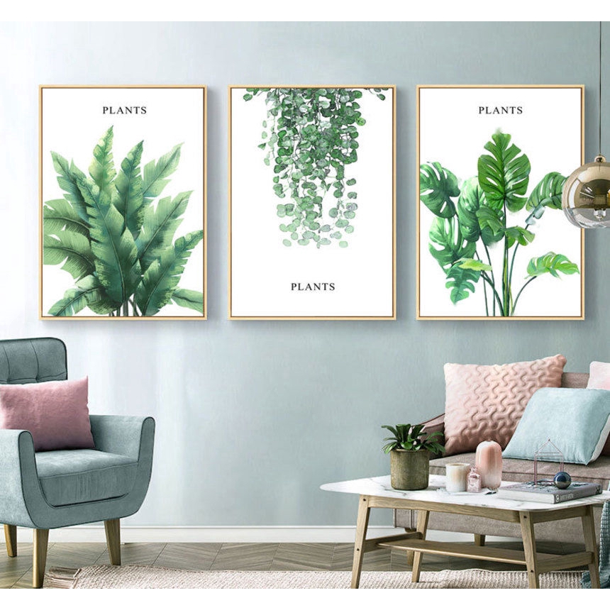 Lukisan Kanvas Desain Daun Tropis Gaya Nordic Hipster Lukisan Kanvas Desain Daun Tropis Gaya Nordic Hipster