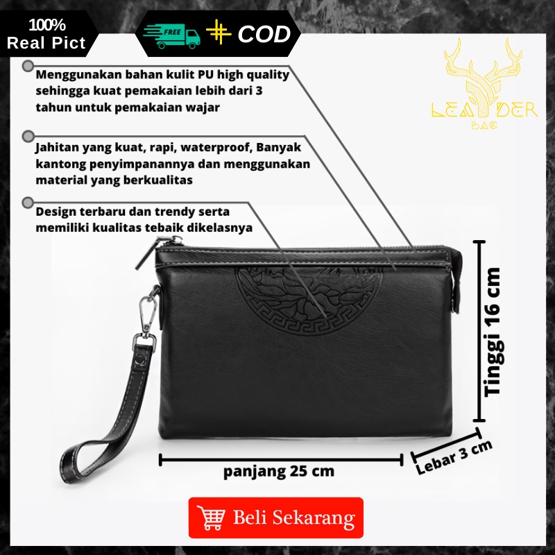 Tas Tangan Cowok Kulit Kangaroo Original Import Clutch Pria Kulit Ori Keren Model Terbaru 2022 Waterproof Atau Clucth Handbag Kulit Pria Wanita Terbaru Warna Hitam Motif Simpel Anti Air Berkualitas Impor KANGAROO MAPLE D01