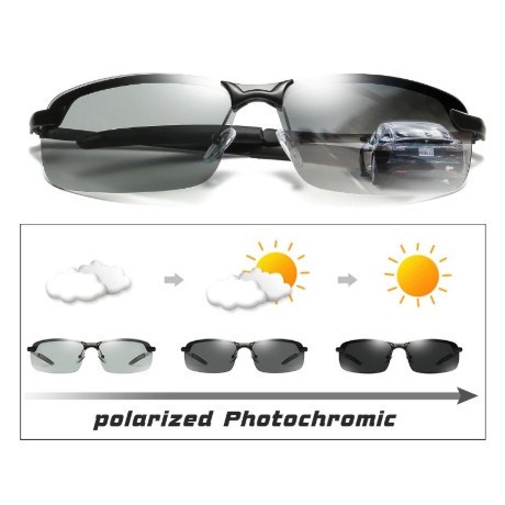 Kacamata Anti silau Siang dan malam Photocromic Polarized Sunglasses