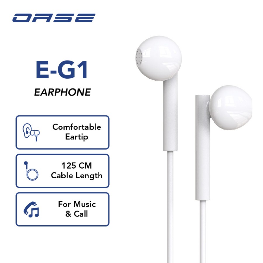 OASE Earphone Handsfree Kabel E-G1 By OPPO ACC - ORIGINAL