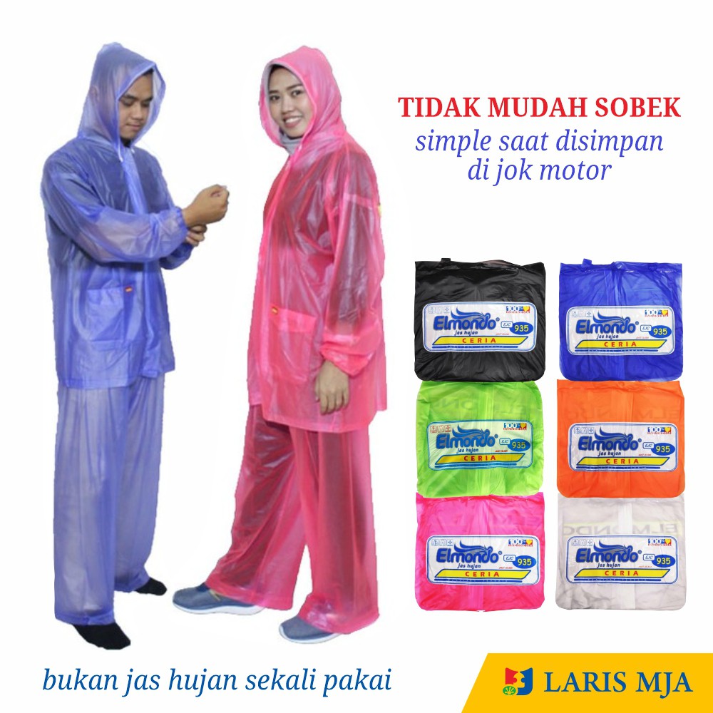 Setelan Jas Hujan Couple Bahan Karet Elastis Mantel Ujan Stelan Pria Wanita Dewasa Transparan Murah