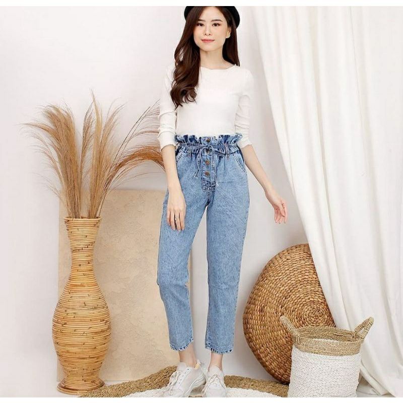 DIFA BAGGY JEANS HIGHWAIST KEKINIAN HITS OOTD SELEBGRAM