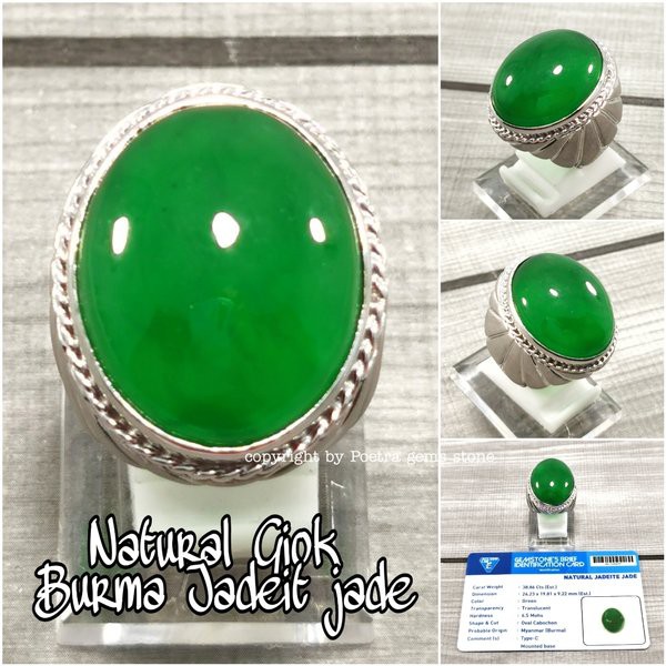 CINCIN BATU AKIK NATURAL GIOK BIRMA GREEN JADEITE JADE TYPE C lst 05