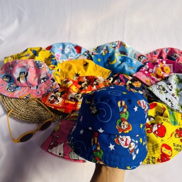 TOPI BAYI/ANAK LAKI/PEREMPUAN / BUCKET HAT MOTIF BOLAK BALIK/2 SISI