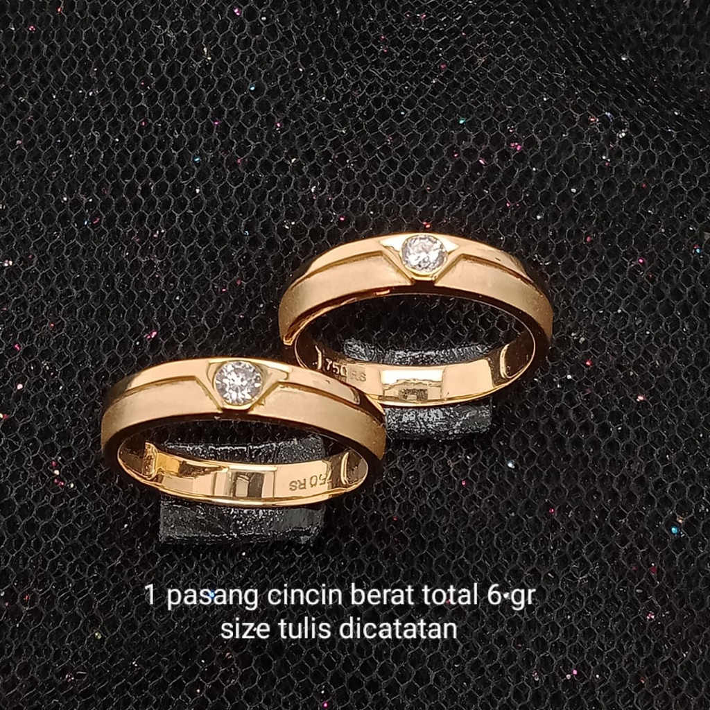 Cincin nikah Emas 17K - 1 Pasang 6 gr Kadar 750 - 30