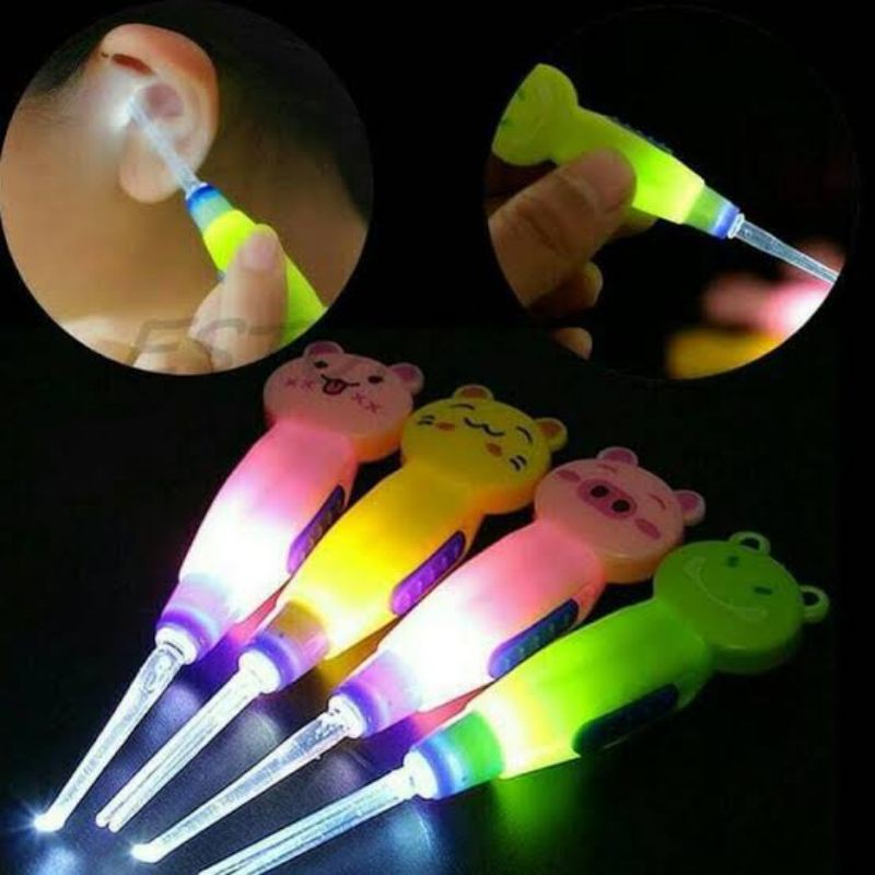 EARPICK ANIMAL WITH LED FLASHLIGHT - KOREK KUPING MOTIF ANIMAL DENGAN LAMPU LED