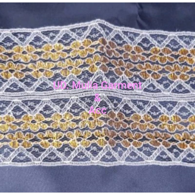 RENDA AIR MOTIF GOLD SILVER LEBAR 11CM BISA DISOBEK ISI 9 METER