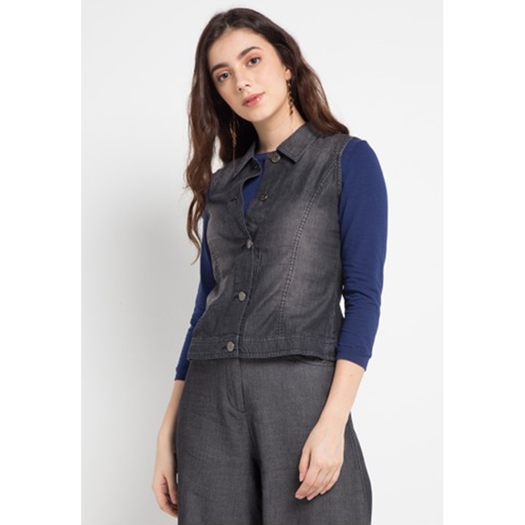 GEELA Sleeveless Jacket Denim - vest - jaket jeans - rompi jeans