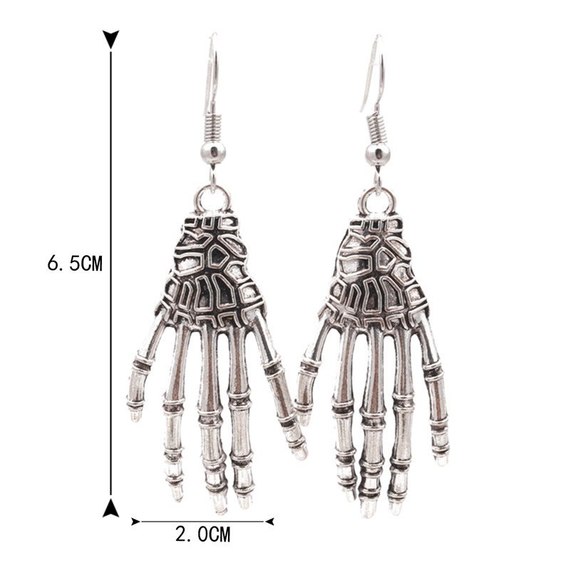 Vintage Punk Metal Earrings Skeleton Hands Spider Earrings Men Women Ear Jewelry