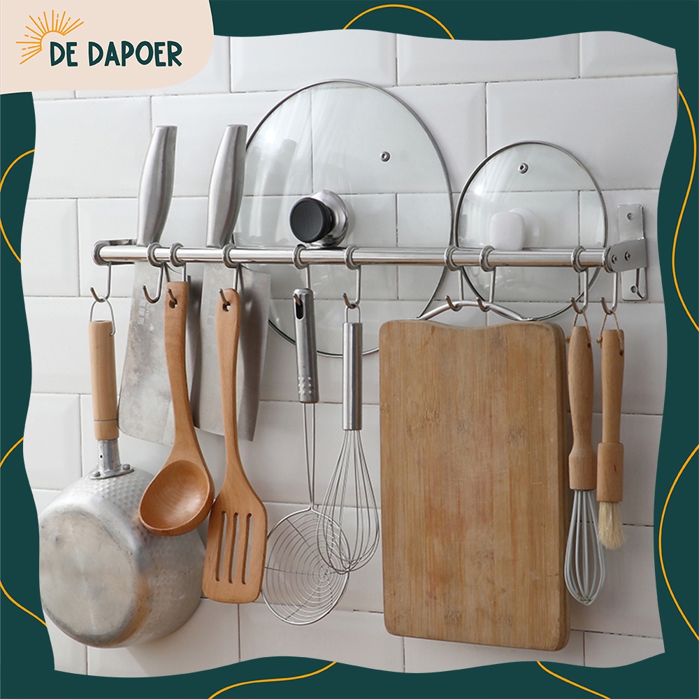 Rak Dapur Gantungan Spatula Panci Peralatan Dapur Stainless Steel Anti Karat Premium